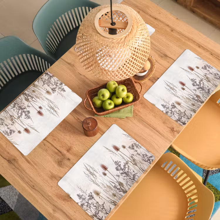 Placemat - 6 stuks - Weidebloemen - Design - Sepia — 6