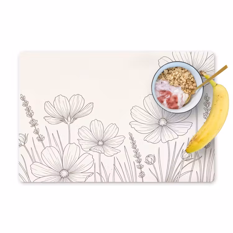 Placemat - 6 stuks - Minimalistisch - Modern - Bloemen - Beige