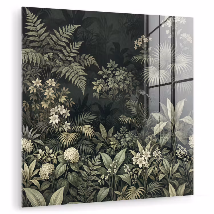 Glas schilderij - Jungle - Bladeren - Botanisch - Groen