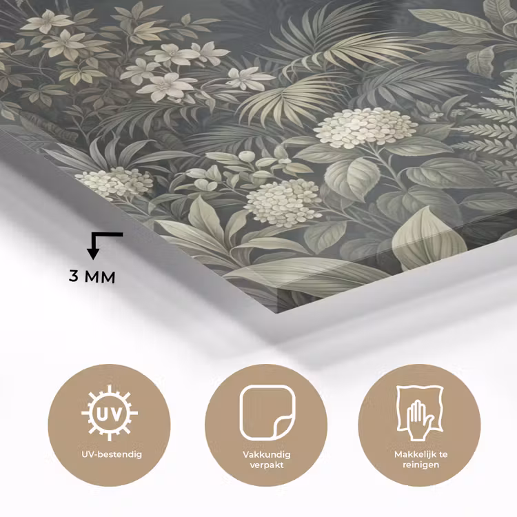 Glas schilderij - Jungle - Bladeren - Botanisch - Groen — 3