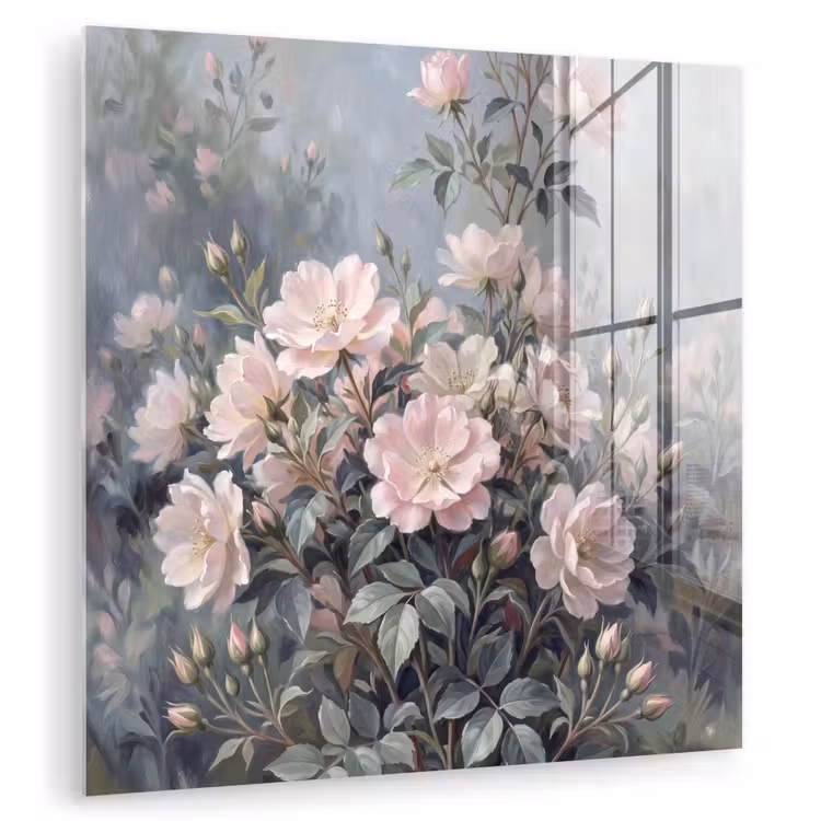 Glas schilderij - Rozen - Illustratie - Roze