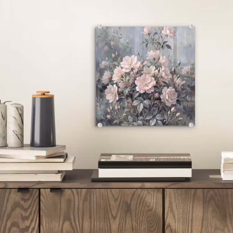 Glas schilderij - Rozen - Illustratie - Roze — 2