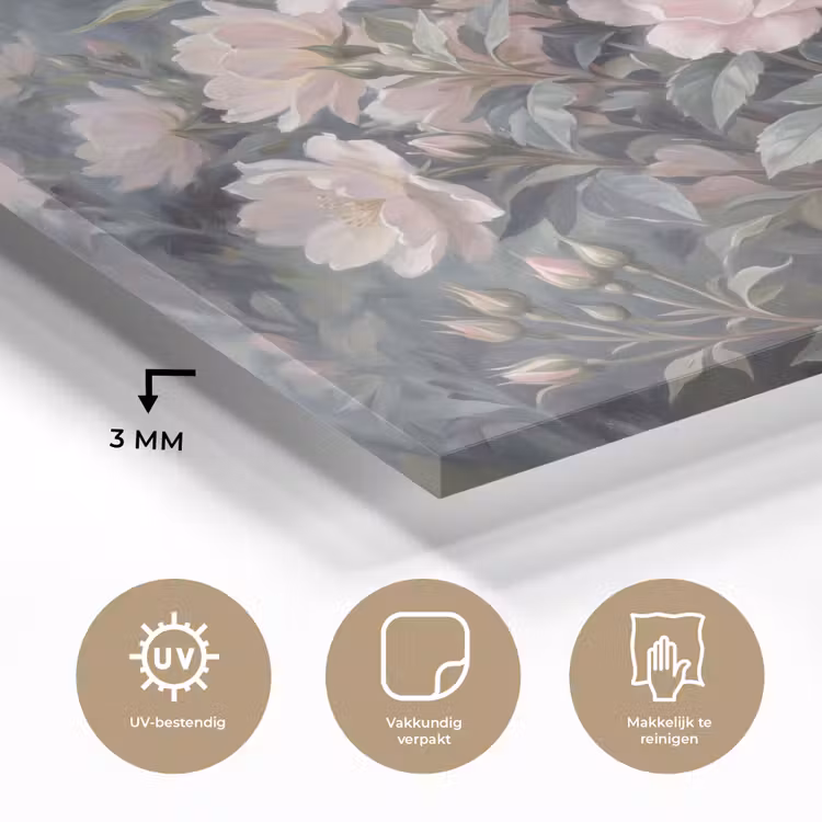 Glas schilderij - Rozen - Illustratie - Roze — 3