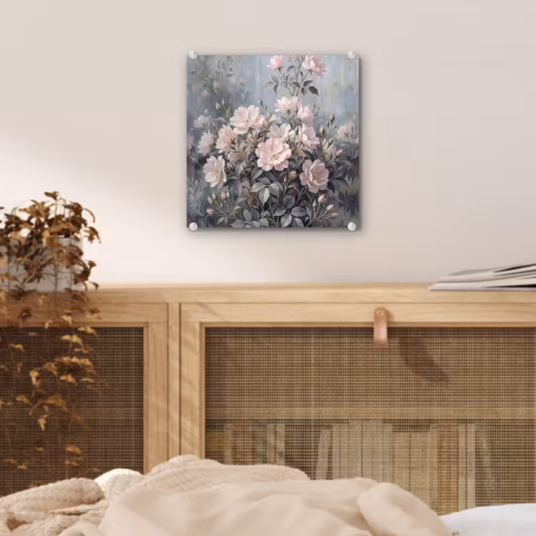 Glas schilderij - Rozen - Illustratie - Roze — 5