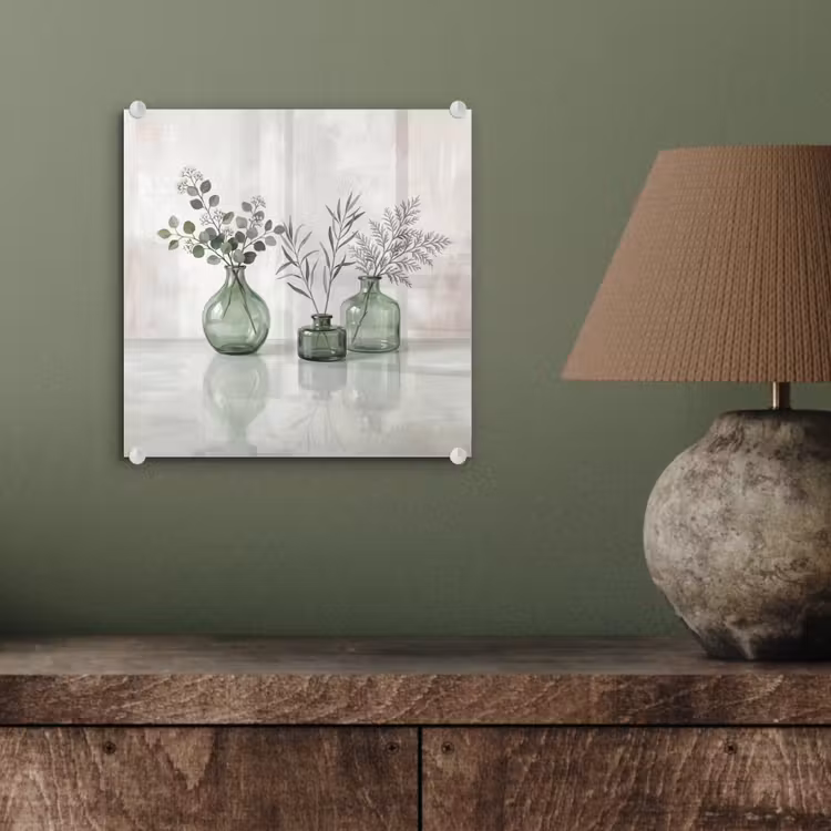 Glas schilderij - Vazen - Bladeren - Groen — 4