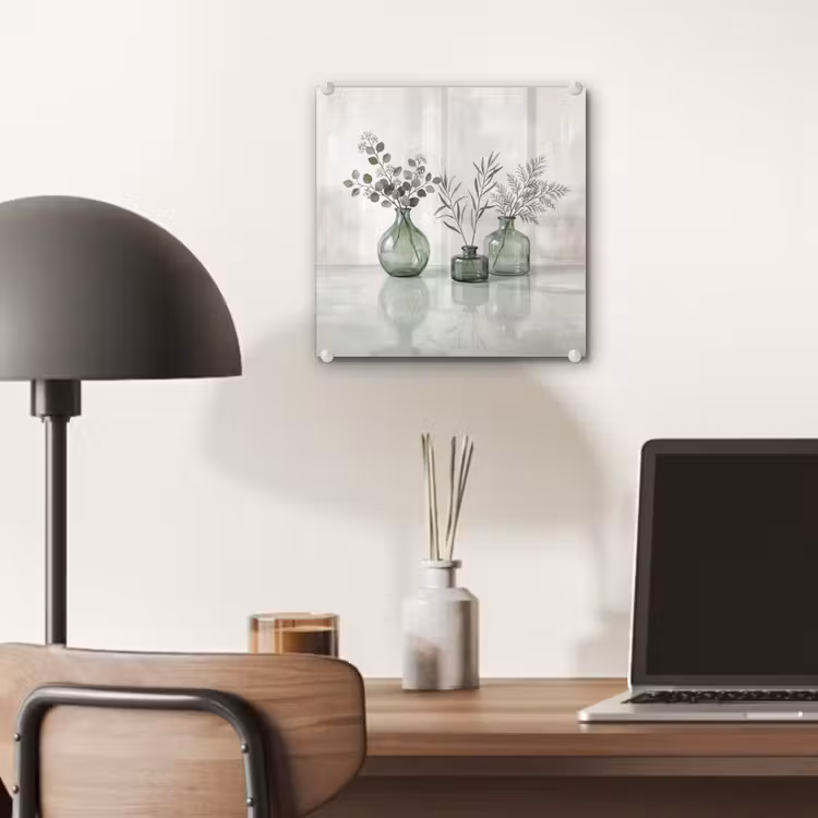 Glas schilderij - Vazen - Bladeren - Groen — 7