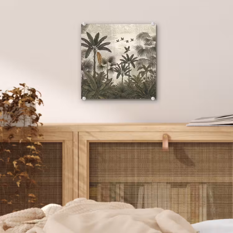 Glas schilderij - Papagaaien - Jungle - Tropisch - Green — 5