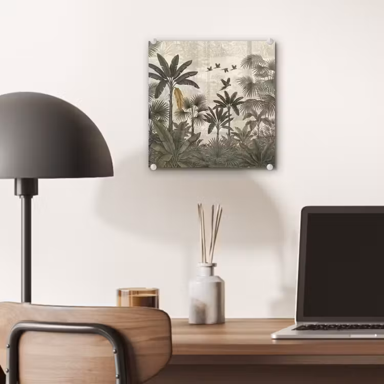 Glas schilderij - Papagaaien - Jungle - Tropisch - Green — 7