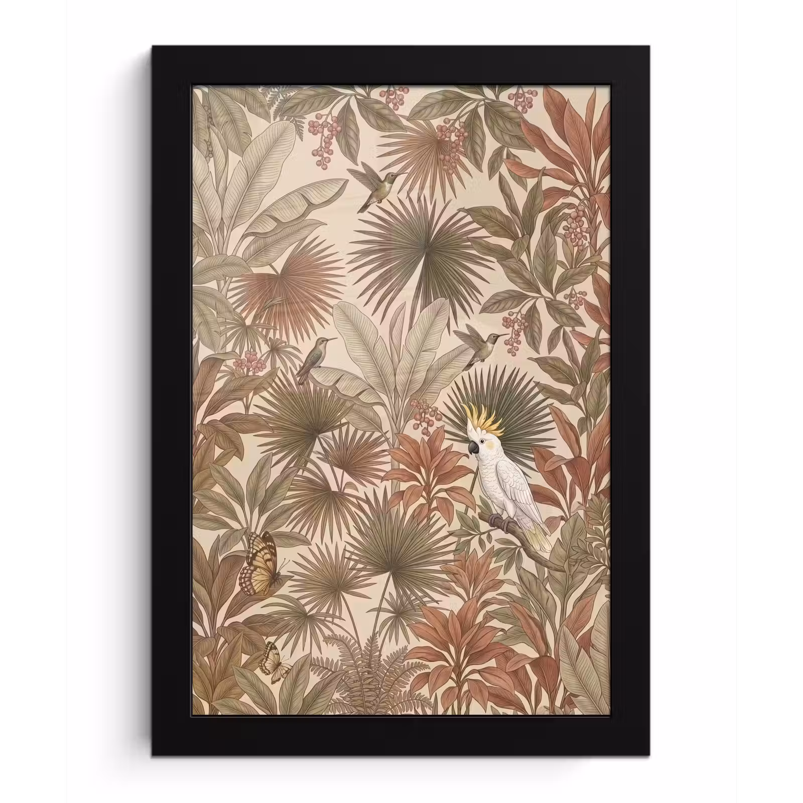 Poster met lijst - Tropisch - Vogels - Beige — 1