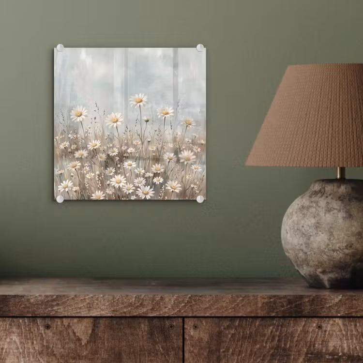 Glas schilderij - Madelief - Illustratie - Wit — 4