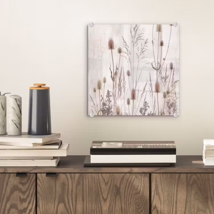 Glas schilderij - Weidebloemen - Design - Sepia — 2