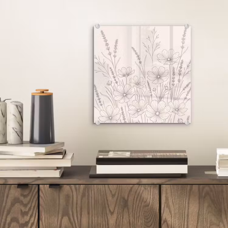 Glas schilderij - Minimalistisch - Modern - Bloemen - Beige — 2