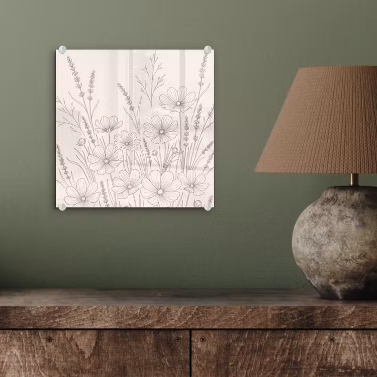 Glas schilderij - Minimalistisch - Modern - Bloemen - Beige — 4