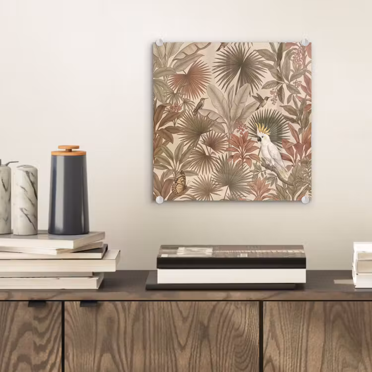 Glas schilderij - Tropisch - Vogels - Beige — 2