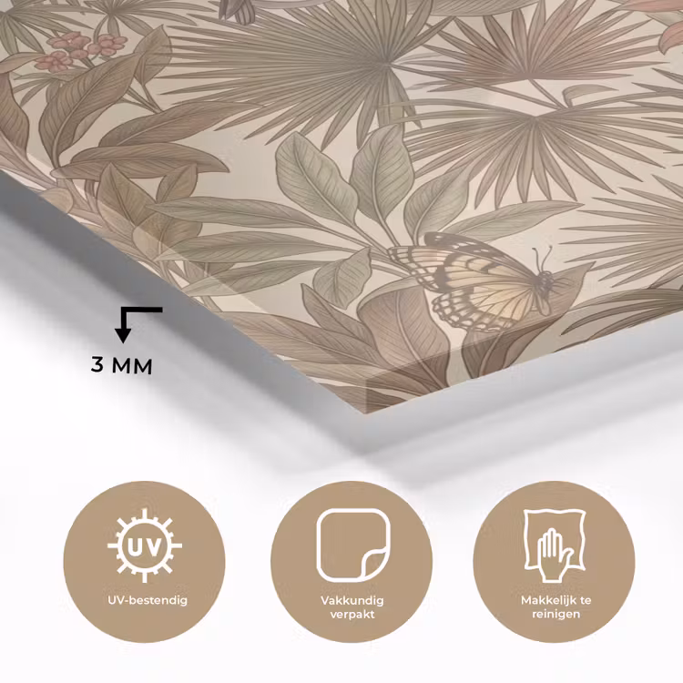 Glas schilderij - Tropisch - Vogels - Beige — 3