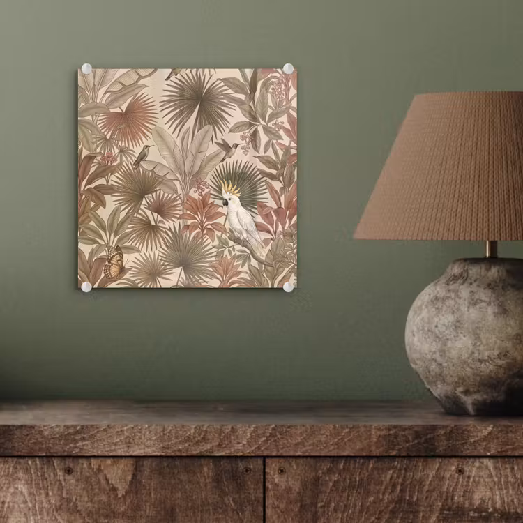 Glas schilderij - Tropisch - Vogels - Beige — 4