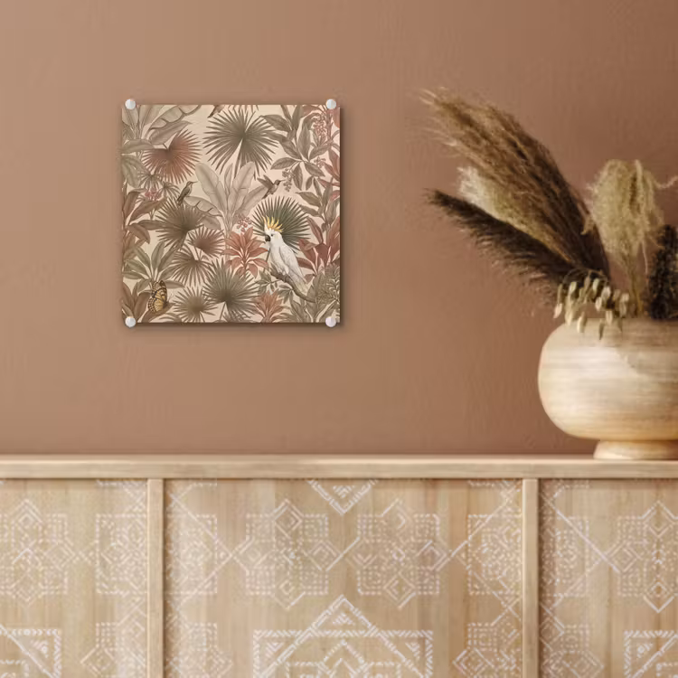 Glas schilderij - Tropisch - Vogels - Beige — 6
