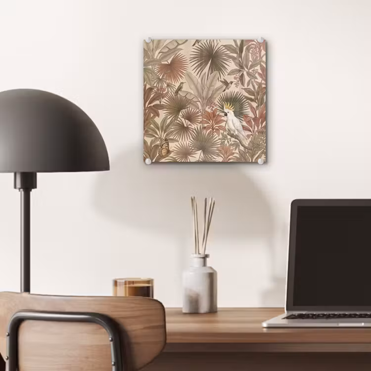Glas schilderij - Tropisch - Vogels - Beige — 7