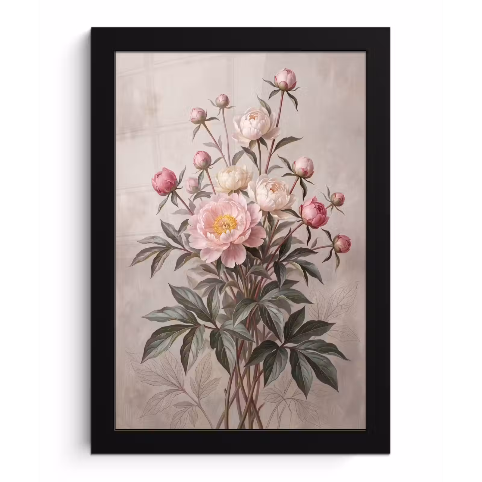 Poster met lijst - Pioenrozen - Boeket - Roze — 1