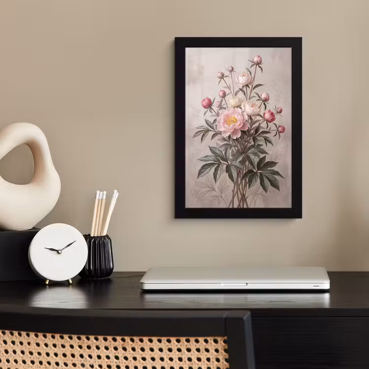 Poster met lijst - Pioenrozen - Boeket - Roze — 2