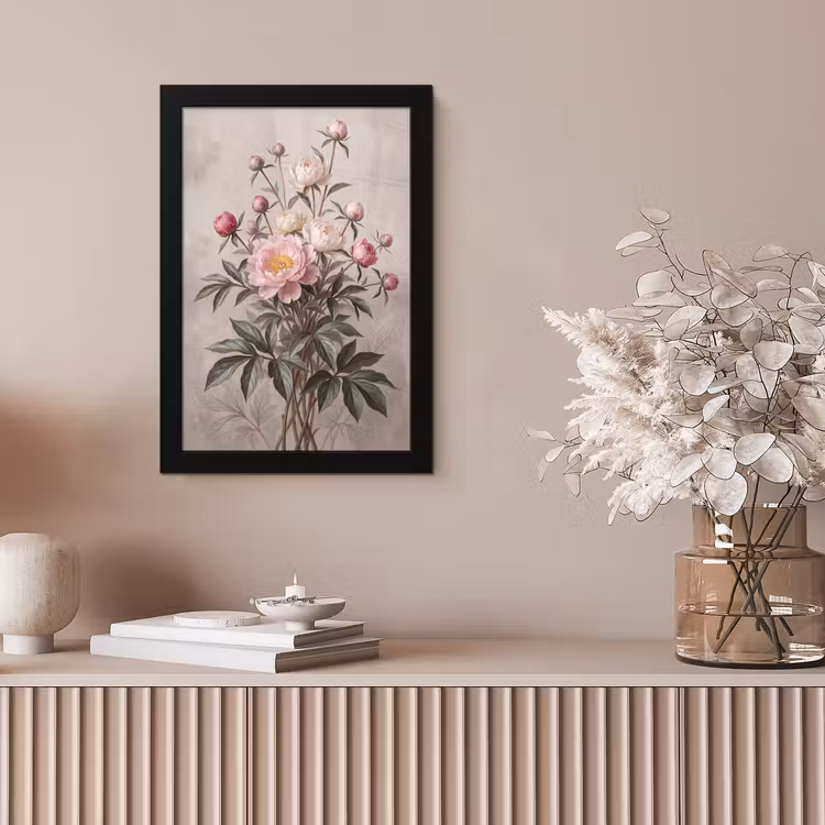 Poster met lijst - Pioenrozen - Boeket - Roze — 5