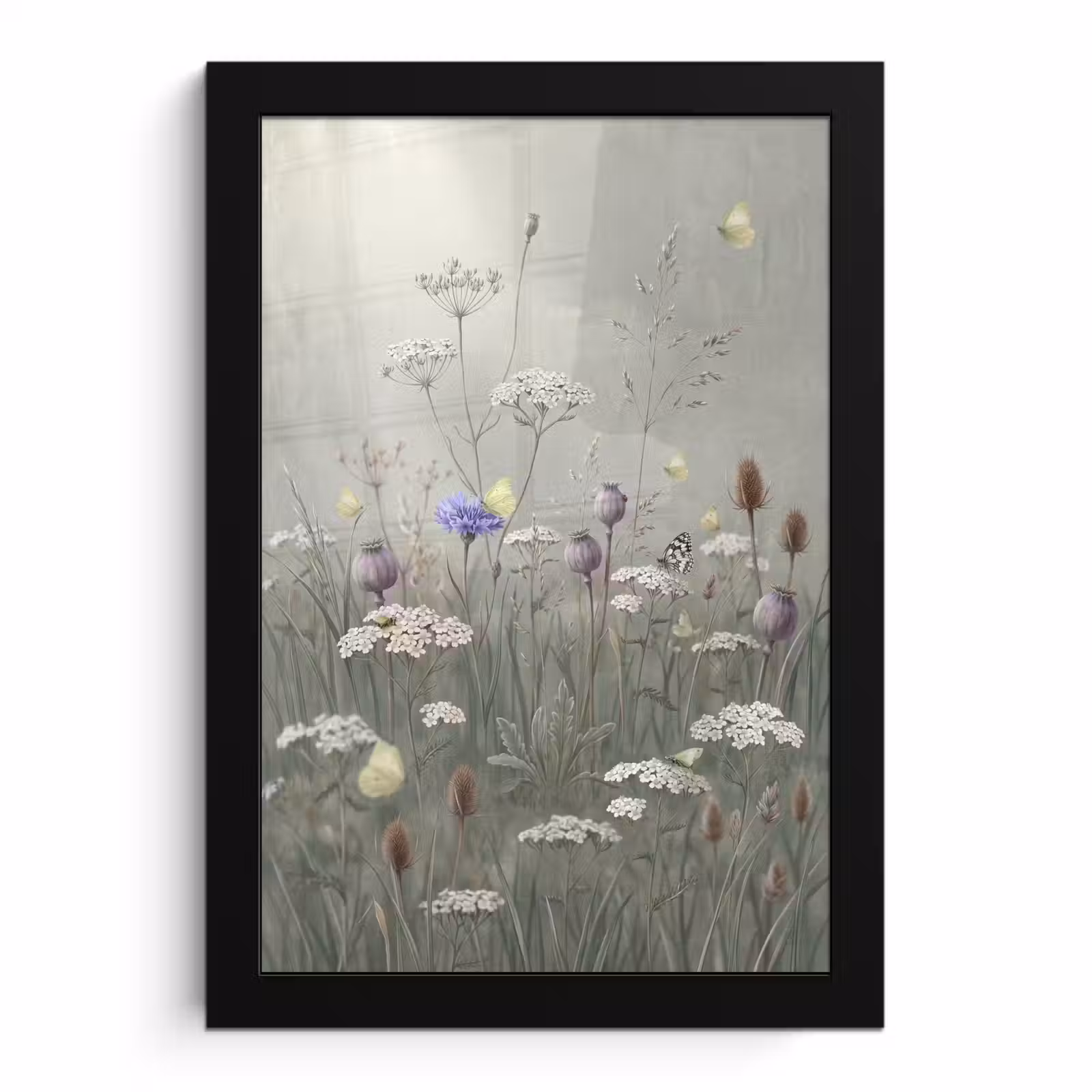 Poster met lijst - Vlinders - Wildbloemen - Illustratie - Kleurrijk — 1