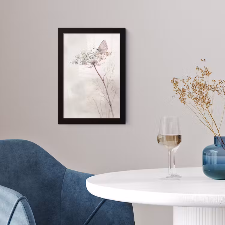 Poster met lijst - Vlinder - Bloem -Natuur - Beige — 4