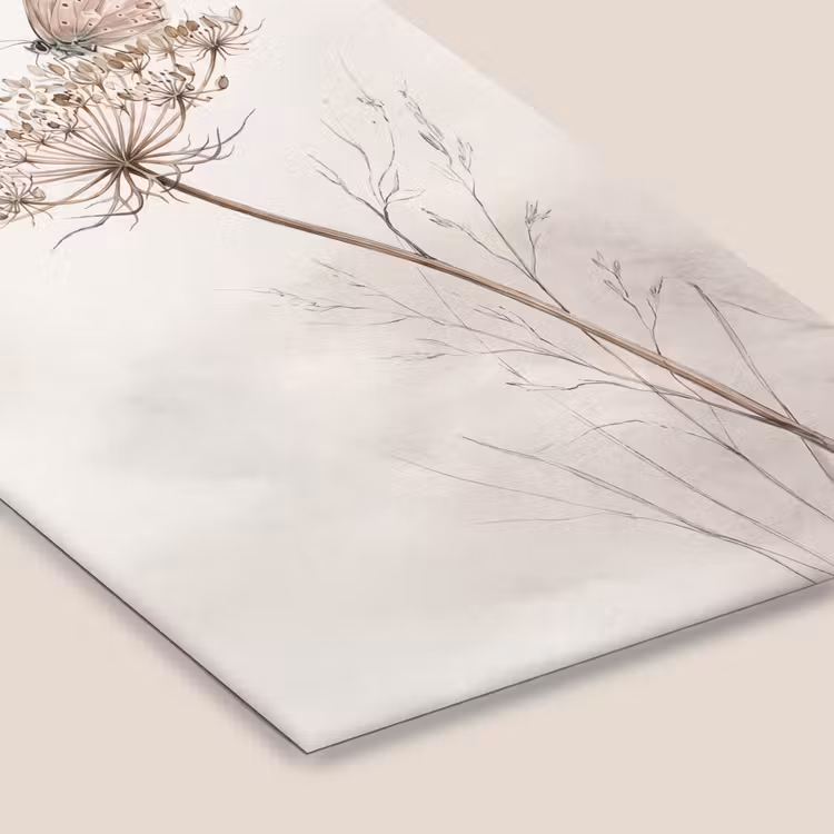 Poster met lijst - Vlinder - Bloem -Natuur - Beige — 7