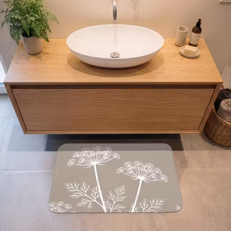 Badmat - Grafisch - Fluitenkruid - Taupe — 2