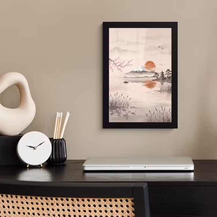 Poster met lijst - Fuji Pagode Zonsondergang — 2