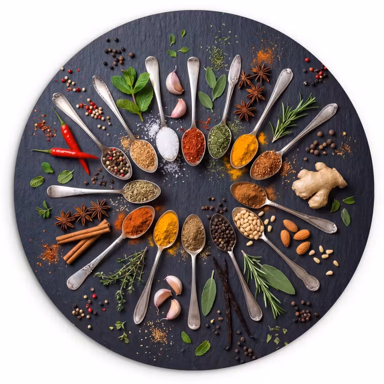 Muurcirkel - Kruiden - Lepels - Culinair - Kleurrijk - Sfeervol