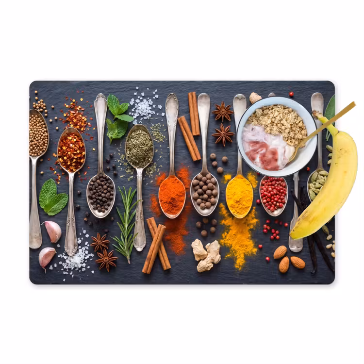 Placemat - 6 stuks - Kruiden - Lepels - Culinair - Kleurrijk - Sfeervol
