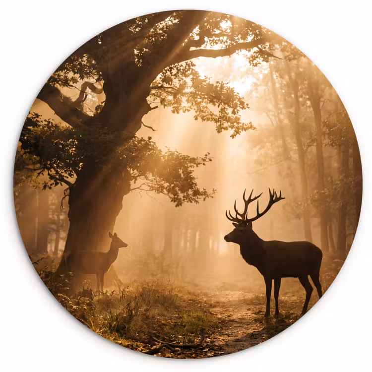 Muurcirkel - Hert - Bos - Mistig - Natuur - Goud