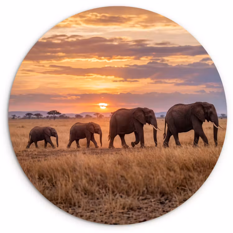 Muurcirkel - Olifanten - Savanne - Zonsondergang - Afrika - Warm