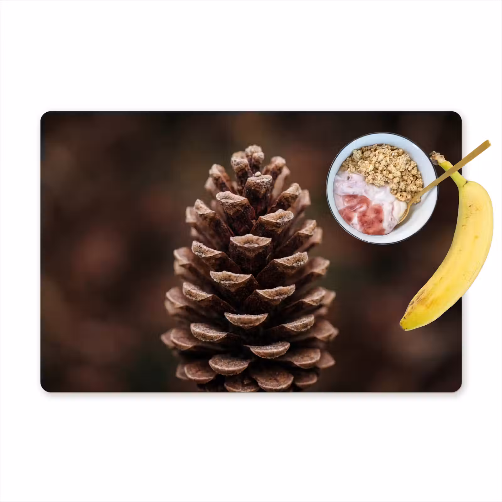 Placemat - 6 stuks - Dennenappel - Bos - Herfst - Bruin - Sfeervol — 1