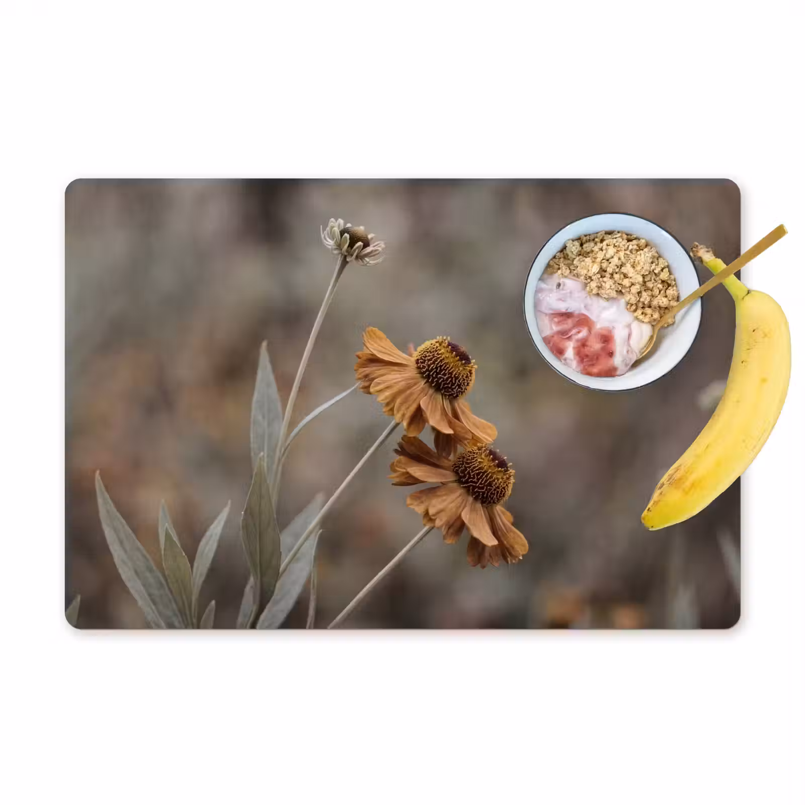 Placemat - 6 stuks - Zonnehoed - Droogbloemen - Geel - Warm — 1