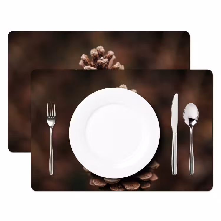 Placemat - 6 stuks - Dennenappel - Bos - Herfst - Bruin - Sfeervol — 2