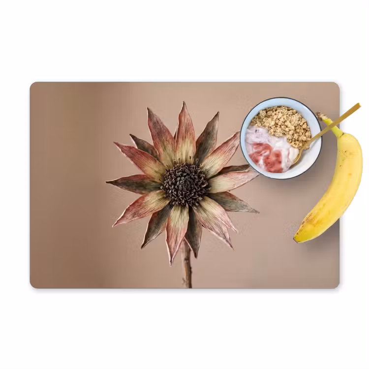 Placemat - 6 stuks - Droogbloem - Protea - Vintage - Beige - Rustiek