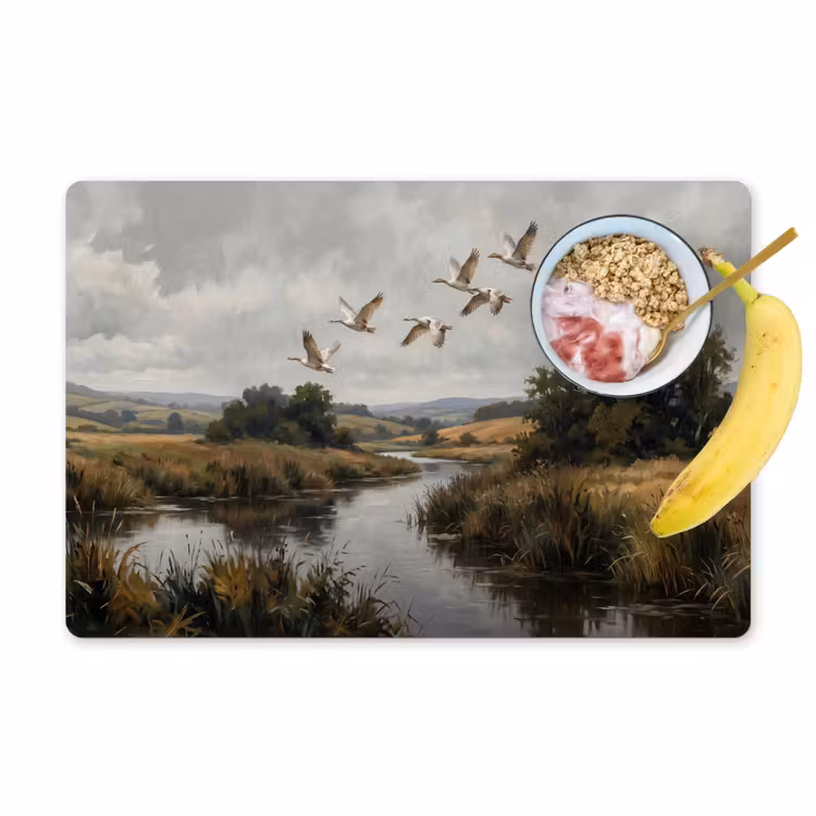 Placemat - 6 stuks - Eenden - Rivier - Landschap - Vlucht - Nostalgisch