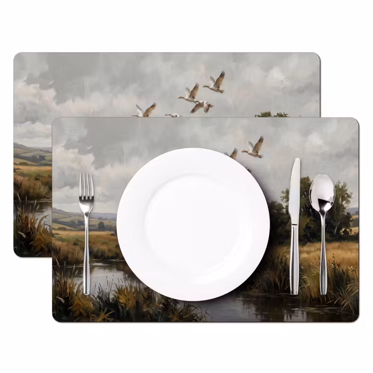 Placemat - 6 stuks - Eenden - Rivier - Landschap - Vlucht - Nostalgisch — 2