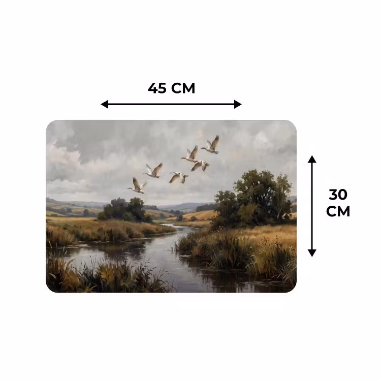Placemat - 6 stuks - Eenden - Rivier - Landschap - Vlucht - Nostalgisch — 3