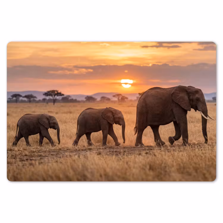 Placemat - 6 stuks - Olifanten - Savanne - Zonsondergang - Afrika - Warm — 7