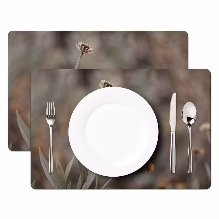Placemat - 6 stuks - Zonnehoed - Droogbloemen - Geel - Warm — 2