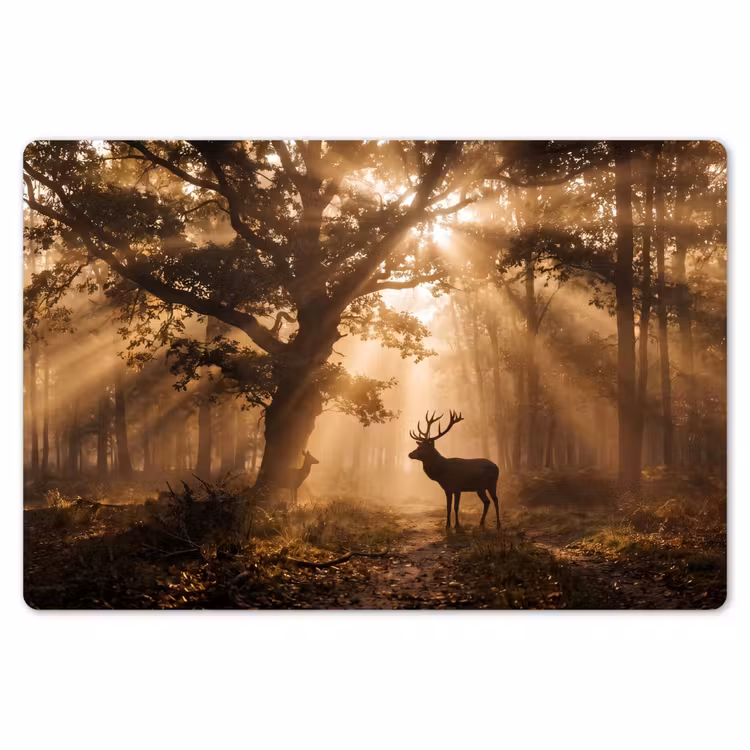 Placemat - 6 stuks - Hert - Bos - Mistig - Natuur - Goud — 7