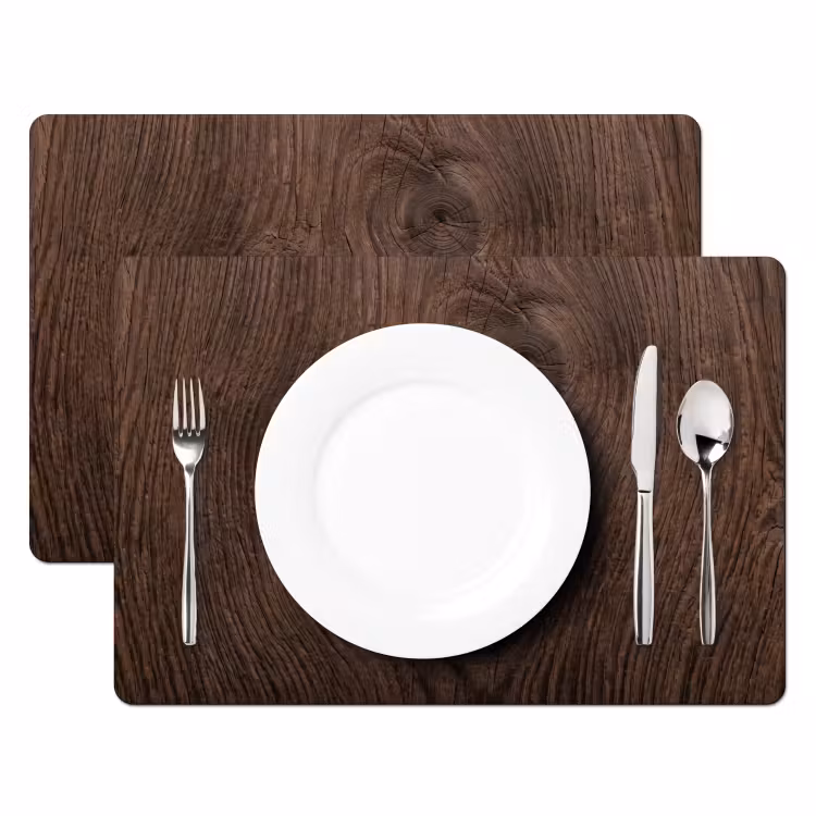 Placemat - 6 stuks - Houtnerf - Textuur - Patroon - Bruin - Rustiek — 2