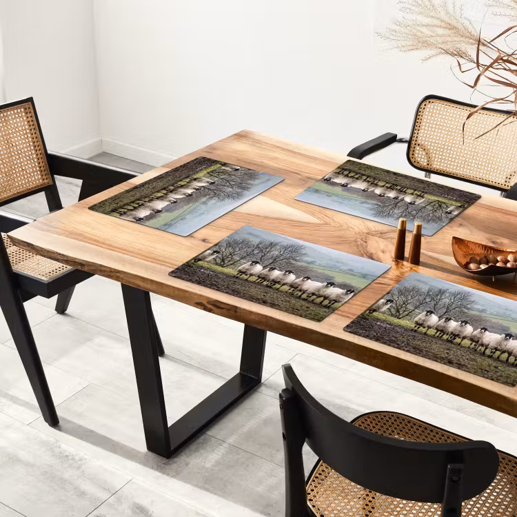 Placemat - 6 stuks - Schapen - Rij - Weide - Dieren - Platteland — 5