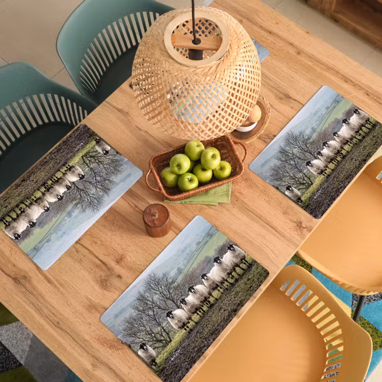 Placemat - 6 stuks - Schapen - Rij - Weide - Dieren - Platteland — 6