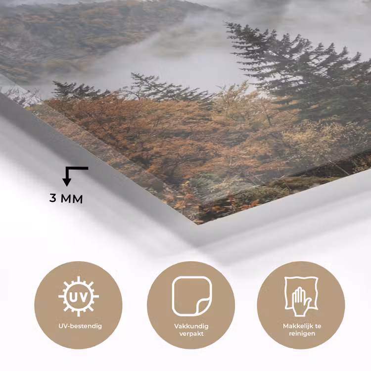 Glas schilderij - Bergen - Vallei - Mist - Herfst - Natuur — 3