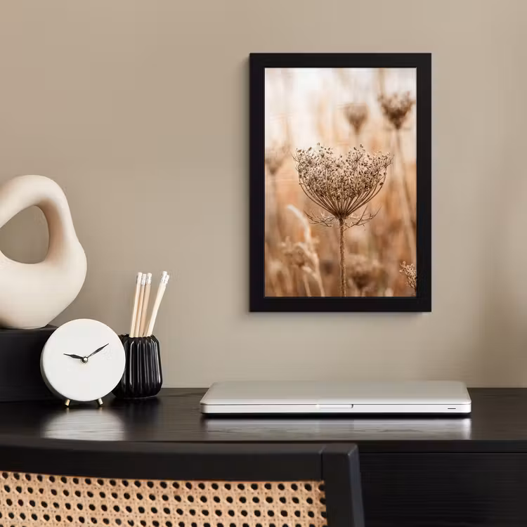 Poster met lijst - Schermbloem - Droogbloem - Winter - Beige - Minimalistisch — 2