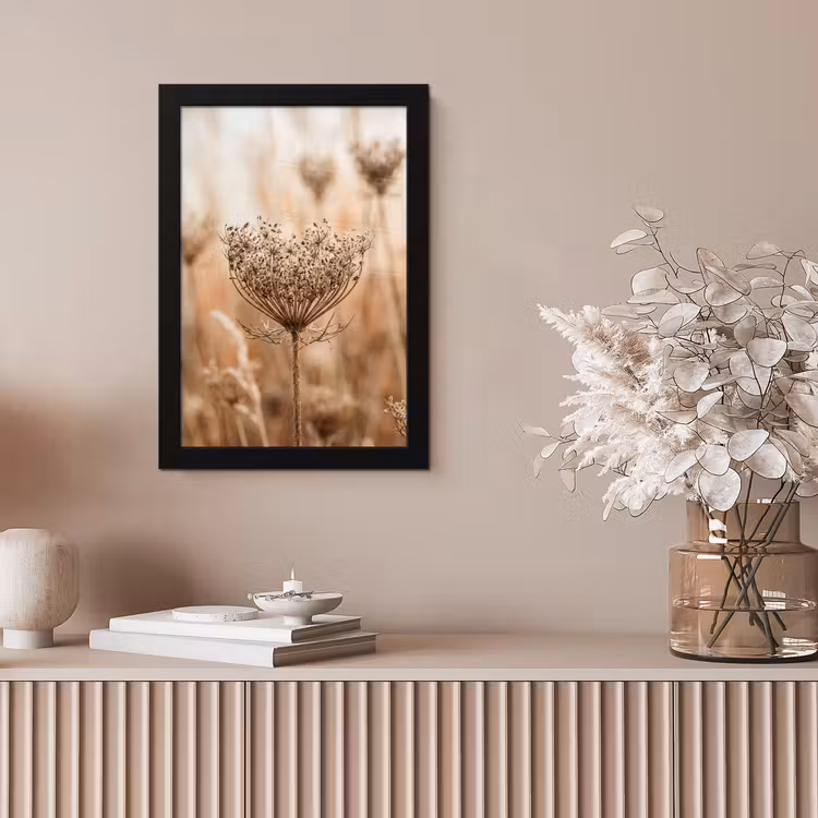 Poster met lijst - Schermbloem - Droogbloem - Winter - Beige - Minimalistisch — 5